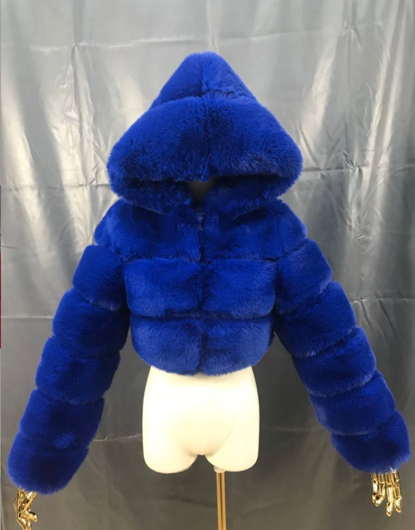 Faux fur crop top coats