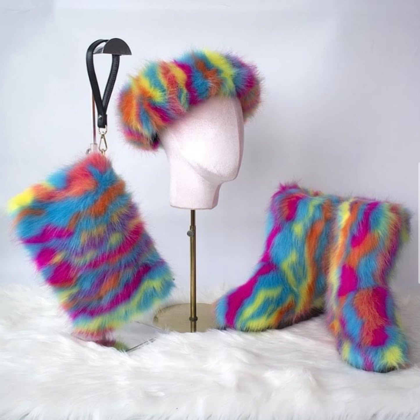 Colorful Faux fur boots