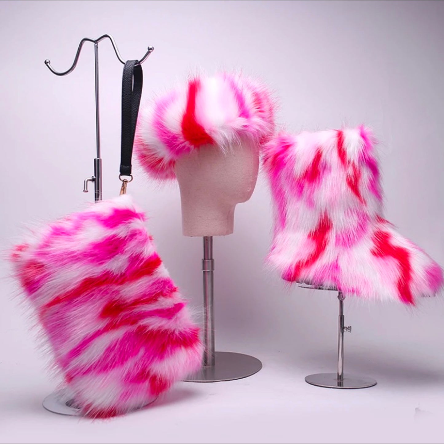 Colorful Faux fur boot set