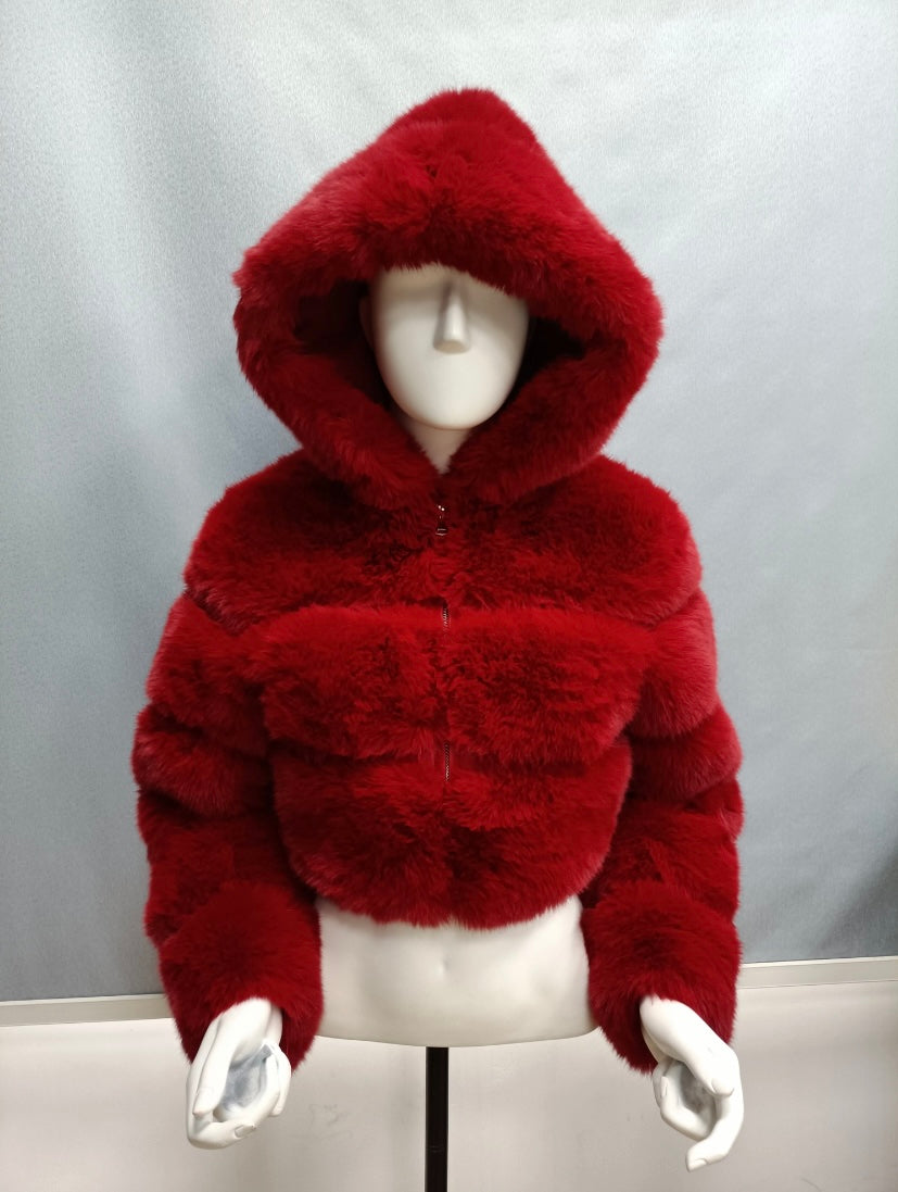 Faux fur crop top coats