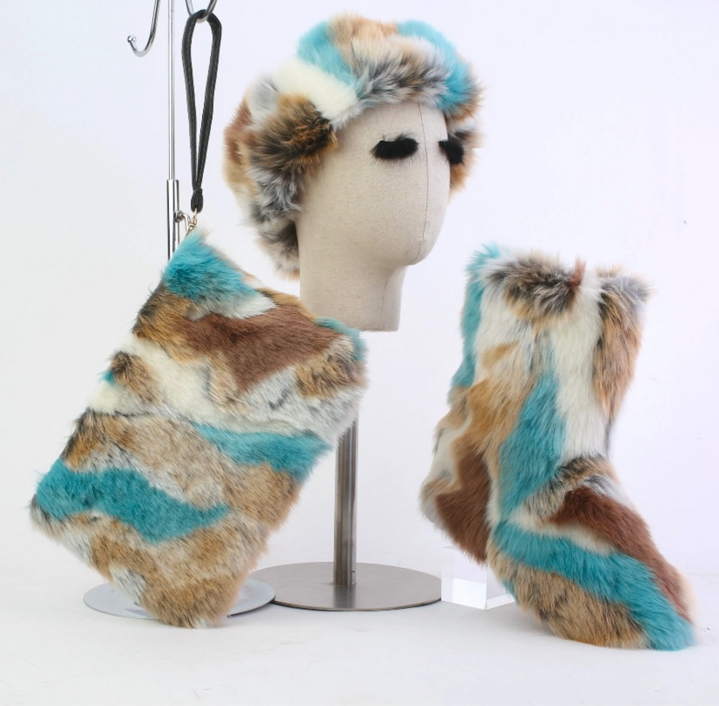 Colorful Faux fur boot set