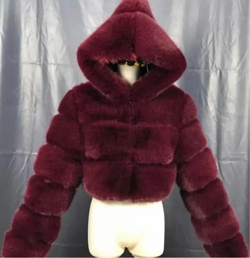 Faux fur crop top coats