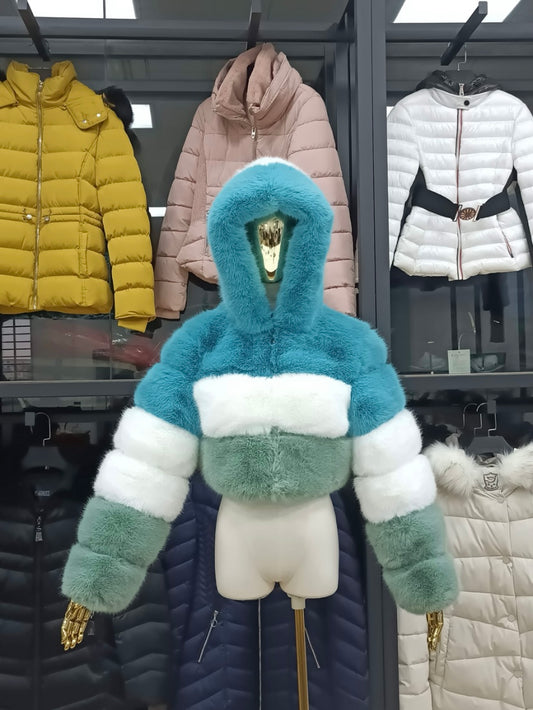 Faux fur crop top coats