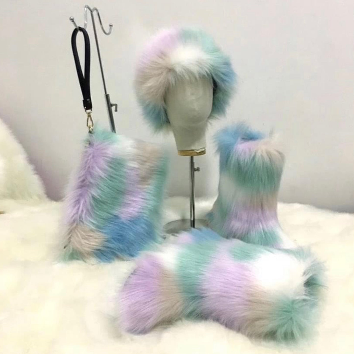 Colorful Faux fur boots