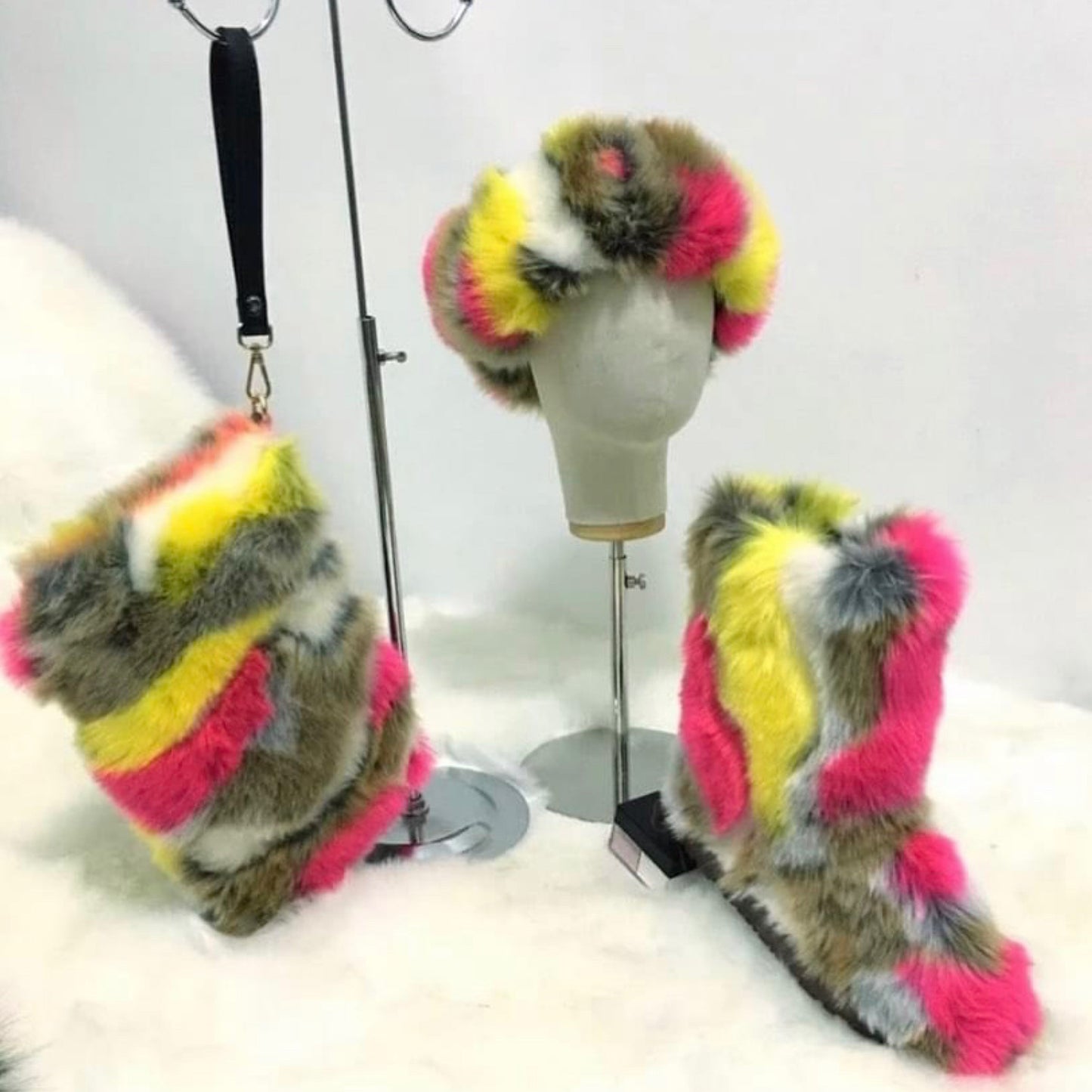 Colorful Faux fur boots