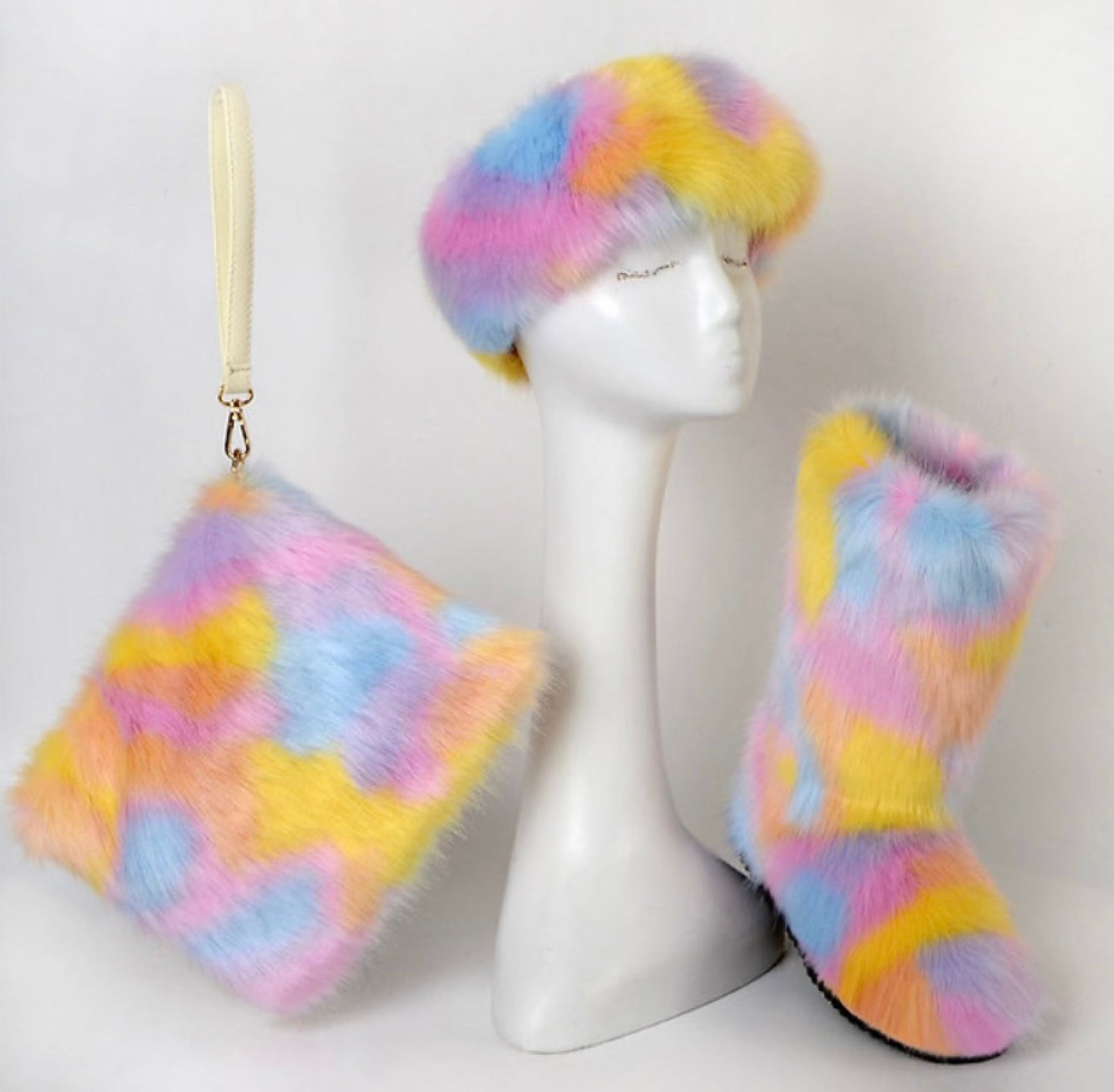 Colorful Faux fur boots