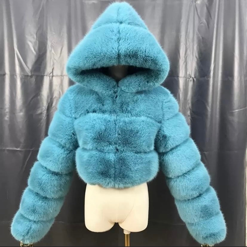 Faux fur crop top coats