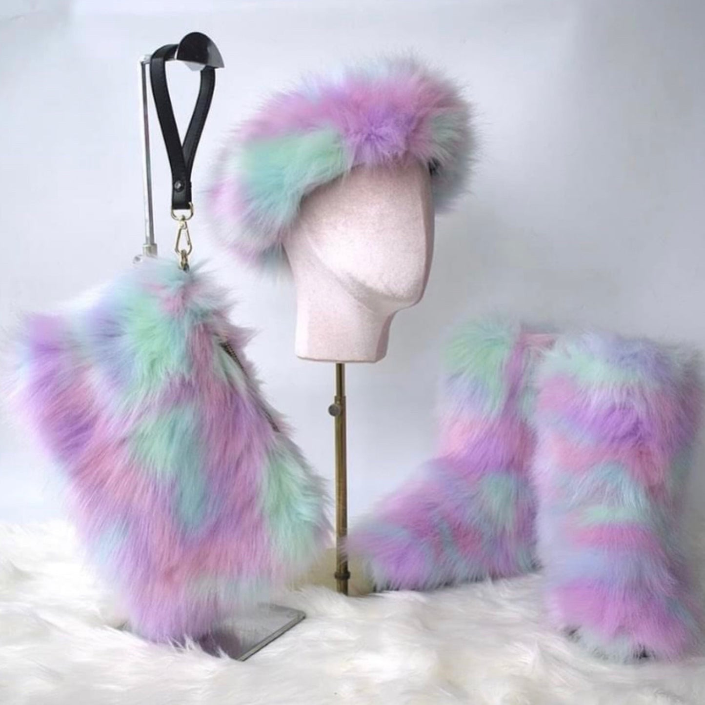 Colorful Faux fur boots