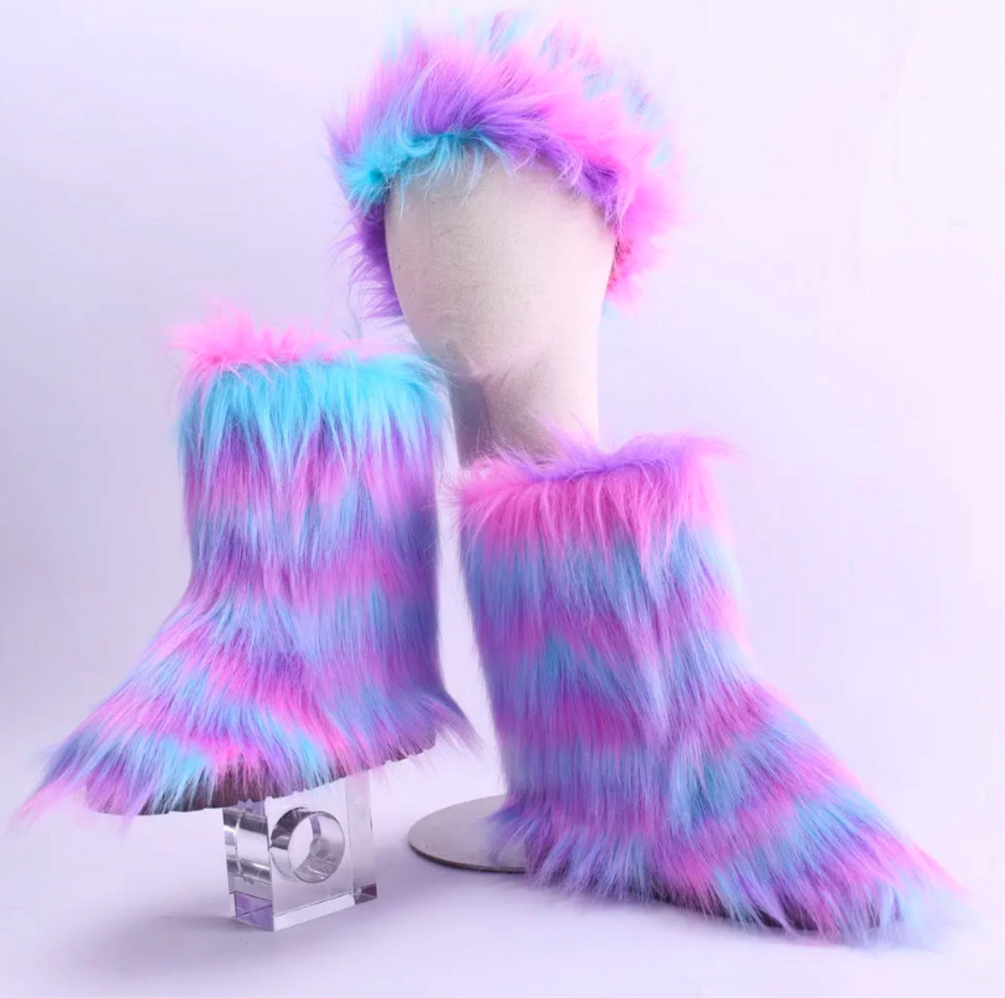 Colorful Faux fur boot set