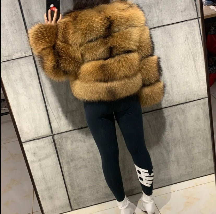 Faux fur waist length coat,