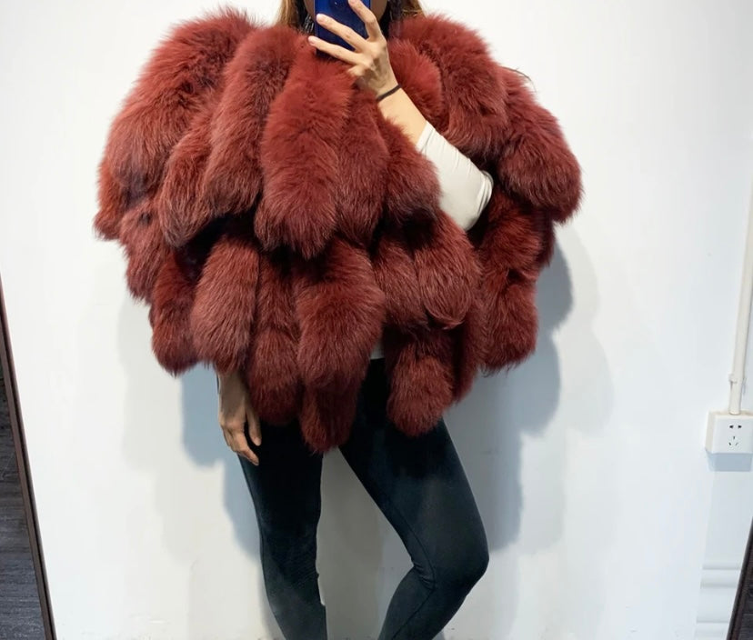 Women’s fluffy faux winter jacket winter tail shawl scarf