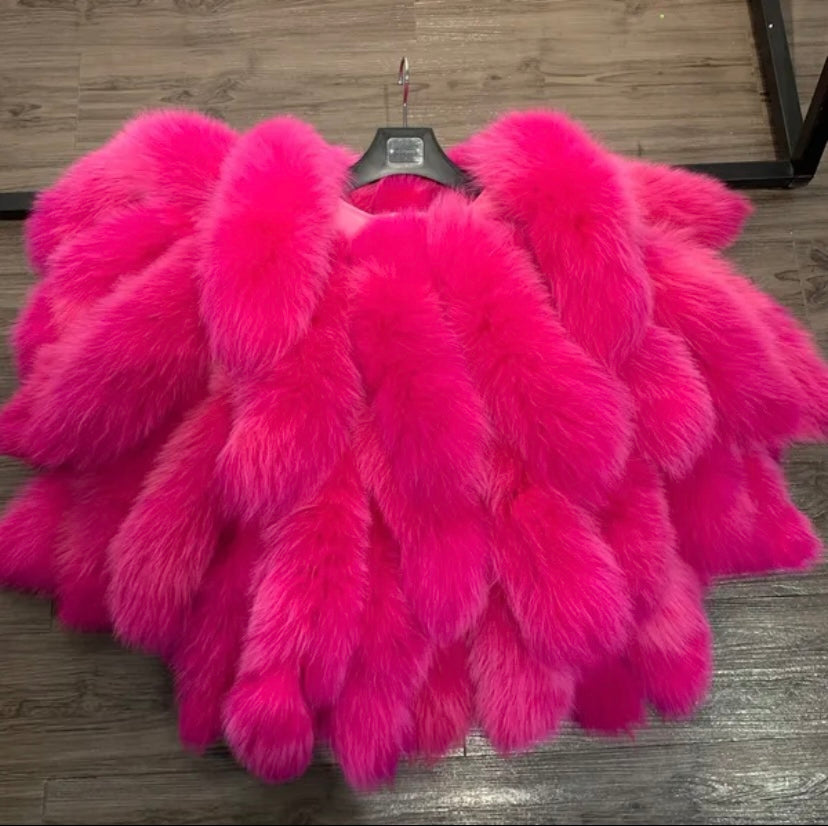 Women’s fluffy faux winter jacket winter tail shawl scarf