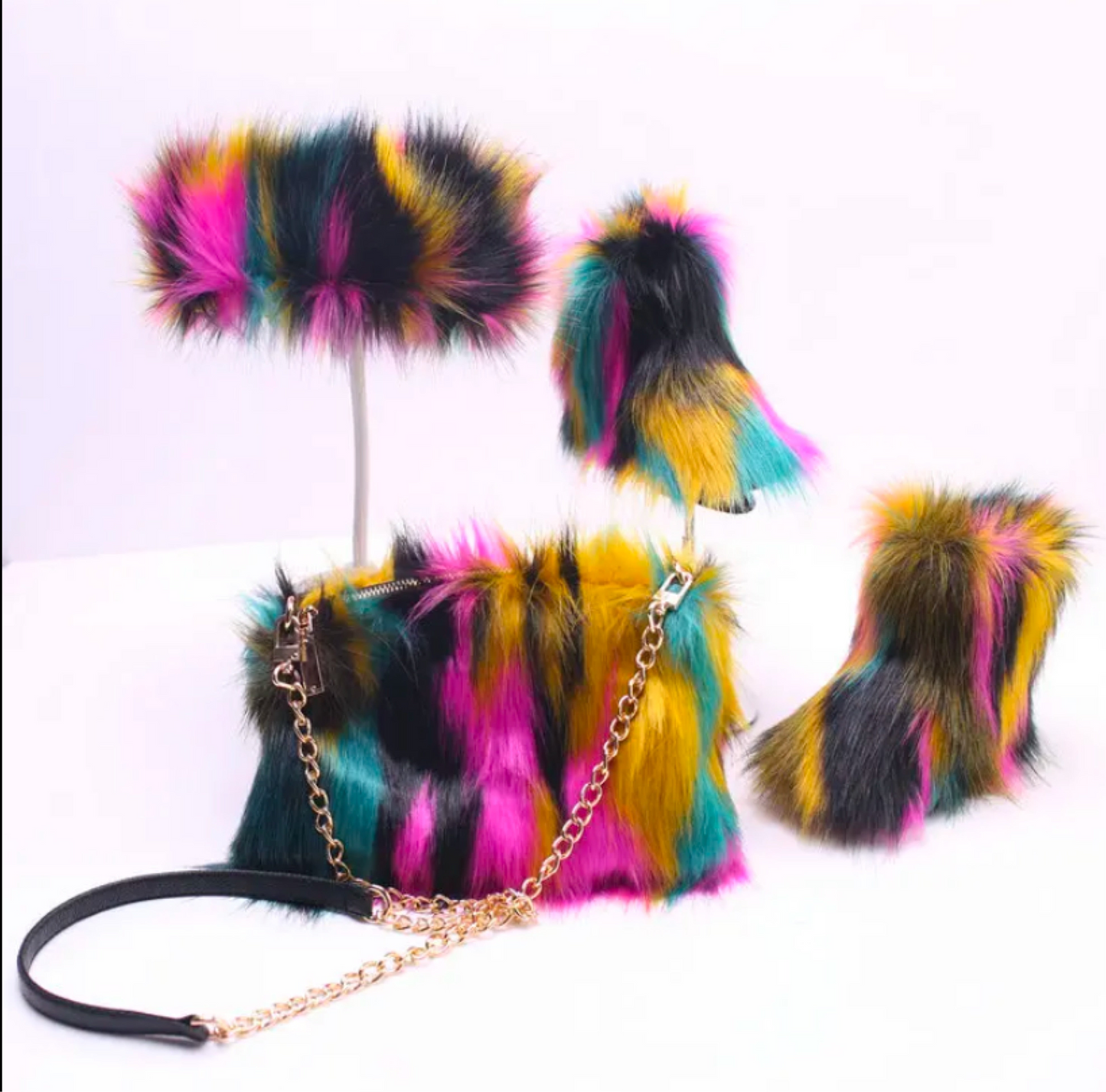 Colorful Faux fur boot set
