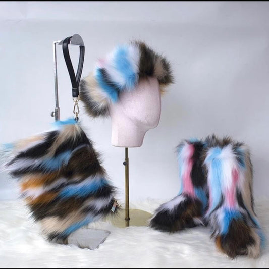 Colorful Faux fur boots