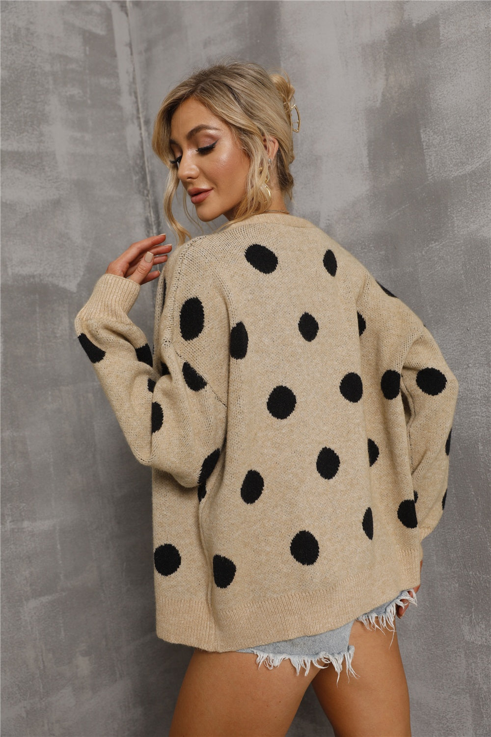 Polka Dot Open Front Cardigan