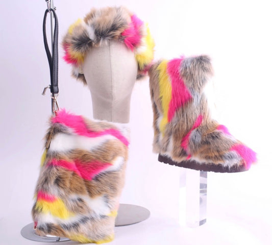 Colorful Faux fur boot set