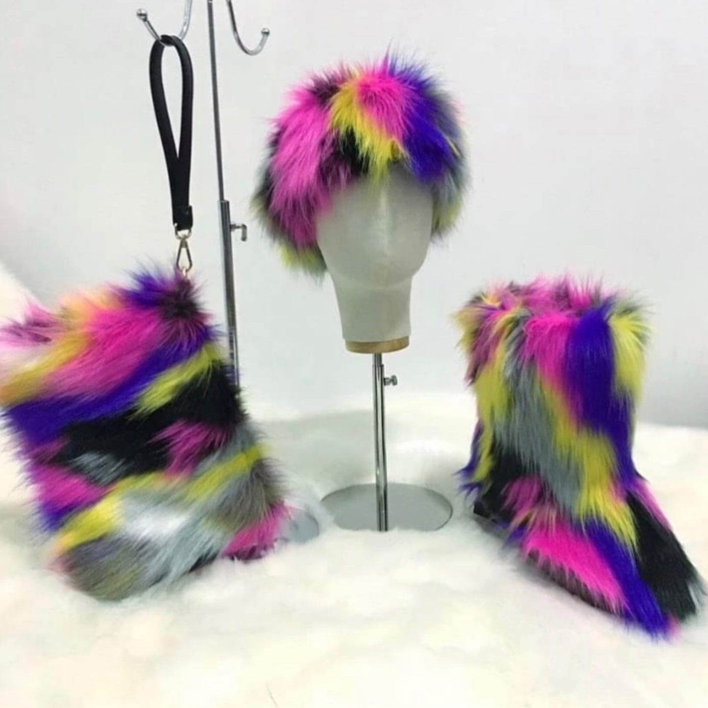 Colorful Faux fur boots