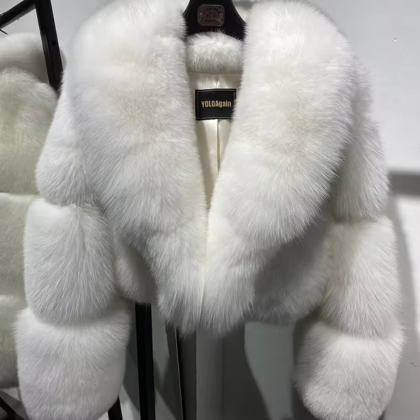 Blue white fox coat