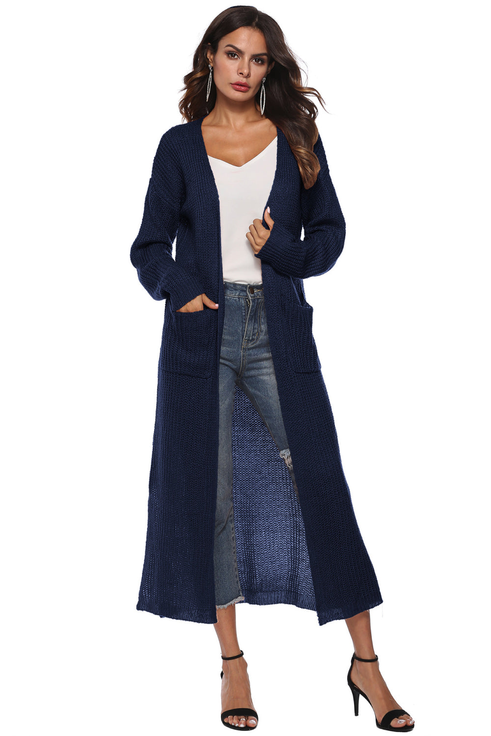 Long Sleeve Open Front Buttoned Cardigan