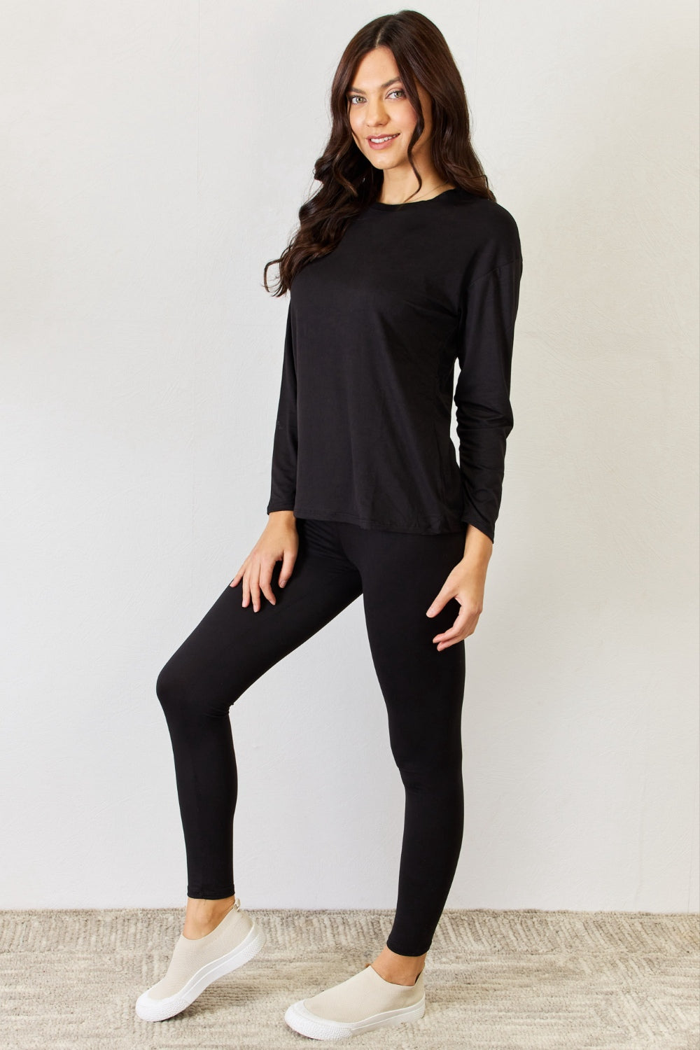 JULIA Round Neck Long Sleeve T-Shirt and Leggings Set